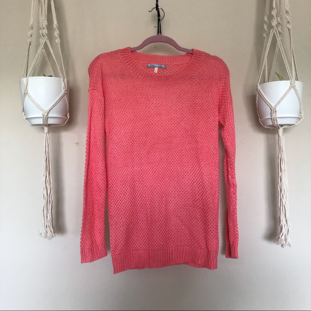 Francesca’s Coral Crew Neck Sweater